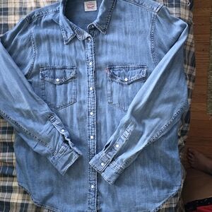 Levi's Medium Wash Denim Western Button-Down Shirt